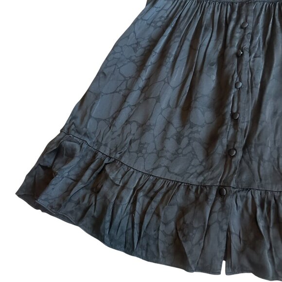 BA&SH Daniela Mini Dress Black Satin Puff Sleeve Subtle Print Size XS Women's - Picture 5 of 12